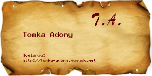 Tomka Adony névjegykártya